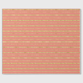Coral and Gold Stripe Cadeaupapier (Vlak)