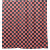 Coral and navy checkerboard pattern douchegordijn (Voorkant)