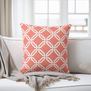 Coral and White Octagon Link Pattern Kussen
