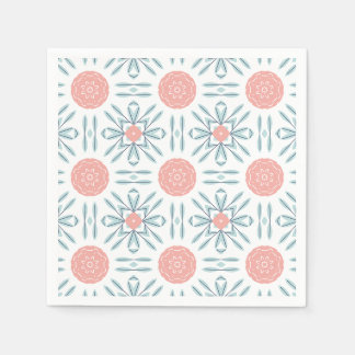 Coral Aqua Bloem Geometrische Tegels Decoupage Servet