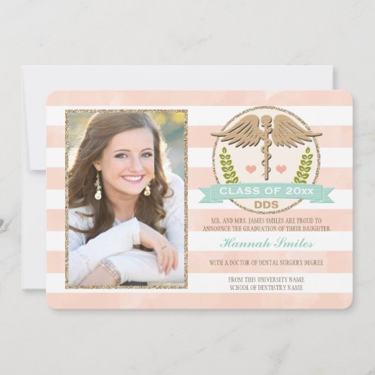 Coral Aqua Dental School Afstuderen Aankondiging (Voorkant)