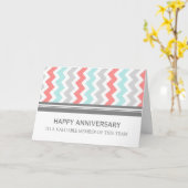 Coral Aqua Gray Chevron Medewerker Jubileum Kaart (Gele Bloem)