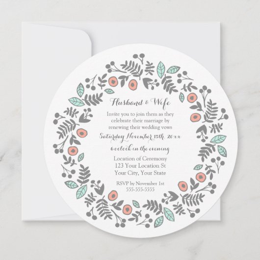 Coral Aqua Grey Invitation au renouvellement de la (Dos)