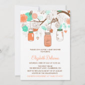 Coral & Aqua Mason Jarres Baby shower Invitation (Dos)
