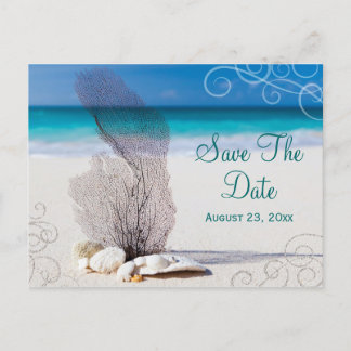 Coral Beach Bewaar de datum Destination Wedding Ka Aankondigingskaart