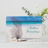 Coral Beach Destination Wedding Invitations (Debout devant)