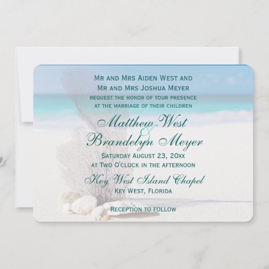Coral Beach Destination Wedding Invitations (Dos)