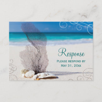 Coral Beach Destination Wedding RSVP Kaartje