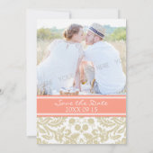 Coral Beige Photo Wedding Enregistrer la Carte Dat (Dos)