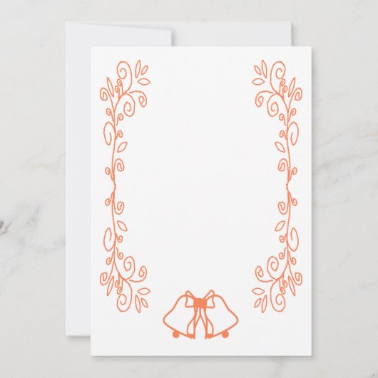 Coral Bells Scrollwork Ontwerp Wedding Kaart (Achterkant)