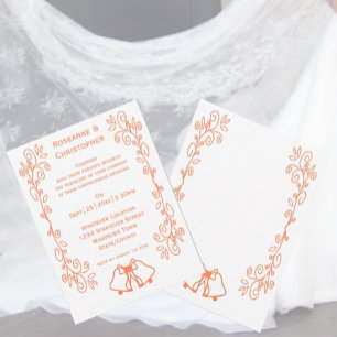 Coral Bells Scrollwork Ontwerp Wedding Kaart