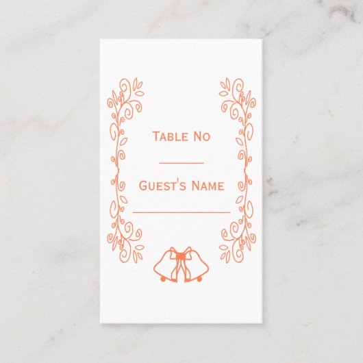 Coral Bells Scrollwork Ontwerp Wedding Plaatskaartje (Voorkant)