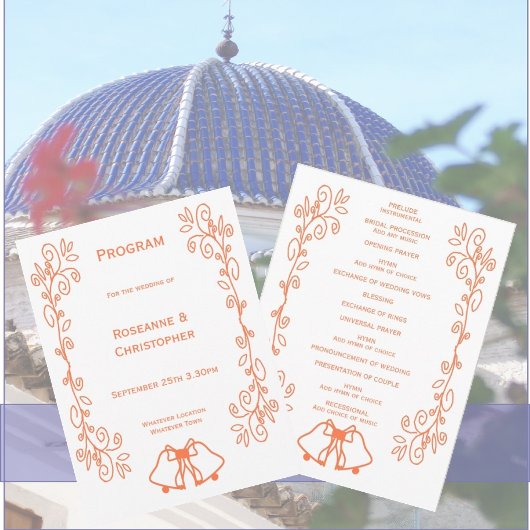 Coral Bells Scrollwork Ontwerp Wedding Programma