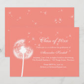 Coral Best Wishes Afstuderen Invitation Kaart (Voorkant / Achterkant)
