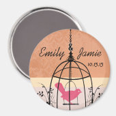 Coral Bird Cage Mariage Magnets ou Personnaliser (Recto/Verso)