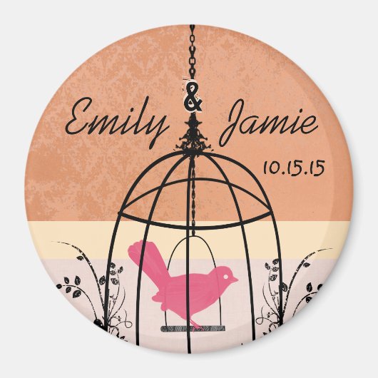 Coral Bird Cage Mariage Magnets ou Personnaliser (Devant)