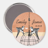 Coral Bird Cage Mariage Magnets ou Personnaliser (Recto/Verso)