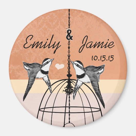 Coral Bird Cage Mariage Magnets ou Personnaliser (Devant)