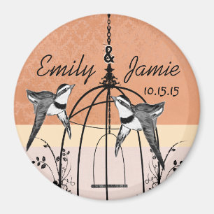 Coral Bird Cage Mariage Magnets ou Personnaliser