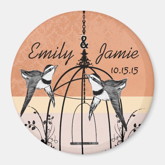 Coral Bird Cage Wedding Magnets of Customize Magneet (Voorkant)