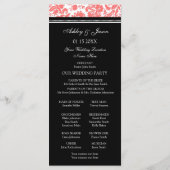 Coral Black Damask Wedding Program Programma (Achterkant)