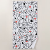 Coral Black White Circles Stippen Strandlaken (Voorkant)