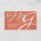 Coral Blanc Gris Monogramme Carte de visite modern (Dos)