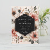 Coral Bloom Ethereal Wedding Kaart (Staand voorkant)