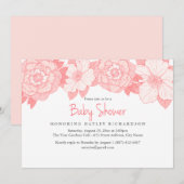 Coral Blooming Baby shower Invitation Kaart (Voorkant / Achterkant)