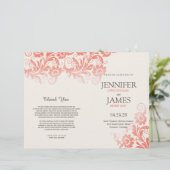 Coral Blooming Elegance Wedding Programs (Staand voorkant)