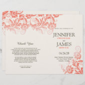 Coral Blooming Elegance Wedding Programs (Voorkant / Achterkant)