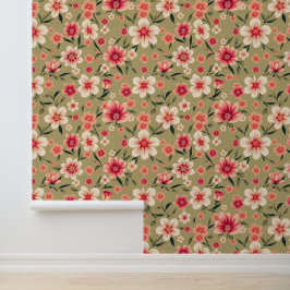 Coral Blossom Oasis: -geïnspireerde Bloemen Behang