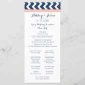 Coral Blue Chevron programme de mariage (Dos)
