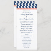 Coral Blue Chevron programme de mariage (Devant / Derrière)