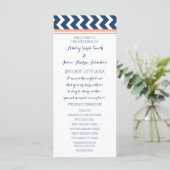 Coral Blue Chevron programme de mariage (Debout devant)