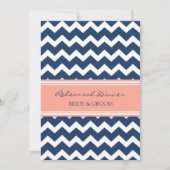 Coral Blue Chevron Rehearsal Dinner Party Kaart (Voorkant)