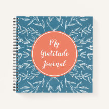 Coral & Blue Custom Gratitude Journal