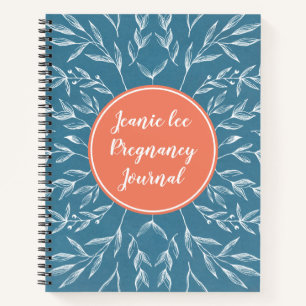 Coral & Blue Custom Pregnancy Journal Notitieboek