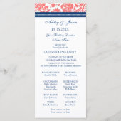Coral Blue Damask Wedding Program Programma (Achterkant)