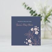 Coral Blue Floral Custom Baby Shower Invitations (Debout devant)