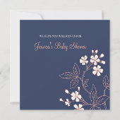 Coral Blue Floral Custom Baby Shower Invitations (Devant)