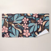 Coral Blue Floral Dark Print (Serviette de bain)