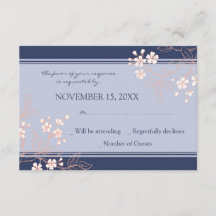 Coral Blue Floral RSVP Weddenschap Card Kaartje