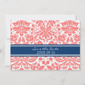 Coral Blue Wedding Enregistrer la carte Date (Dos)