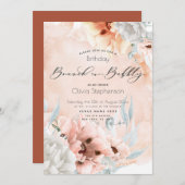 Coral Blush Brunch Bubble Birthday Invitation Kaart (Voorkant / Achterkant)