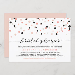 Coral Blush Confetti Dots Bridal Douche Invitation