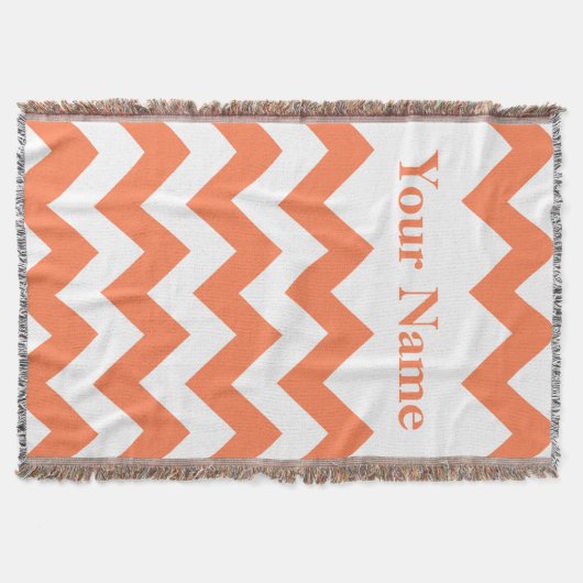 Coral Bold Chevron met eigen naam Deken (Voorkant)