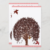 Coral Bourgogne Faire-part de mariage de l'arbre r (Devant / Derrière)