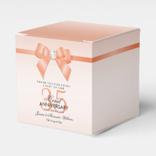 Coral Bow & Ribbon 35th Wedding Jubileum Bedankdoosjes
