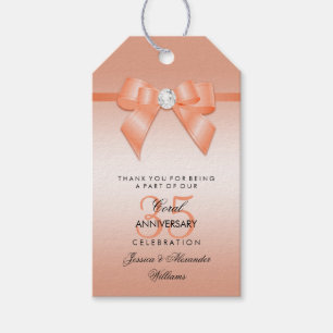 Coral Bow & Ribbon 35th Wedding Jubileum Cadeaulabel